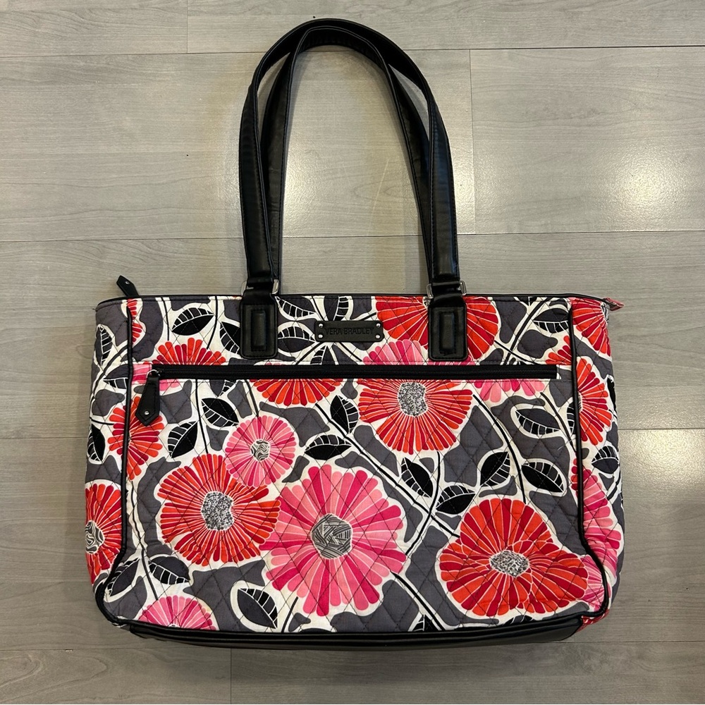 Vera Bradley Cherry Blossom Quilted Pink Travel Tote Laptop Bag Carryall Purse